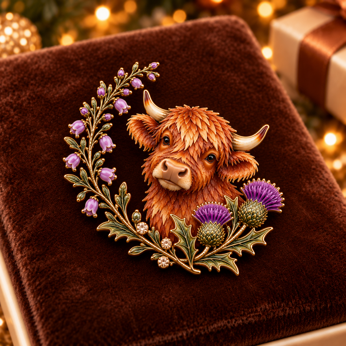 Highland Cow & Thistle 🏴󠁧󠁢󠁳󠁣󠁴󠁿 Scottish Heritage Enamel Brooch