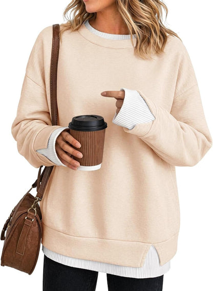 Women's Fake Two Piece Layered Sweatshirt Patchwork Oversized Pullover Top