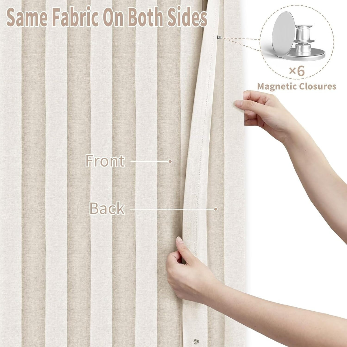 Double sided pleated fabric with magnetic closures