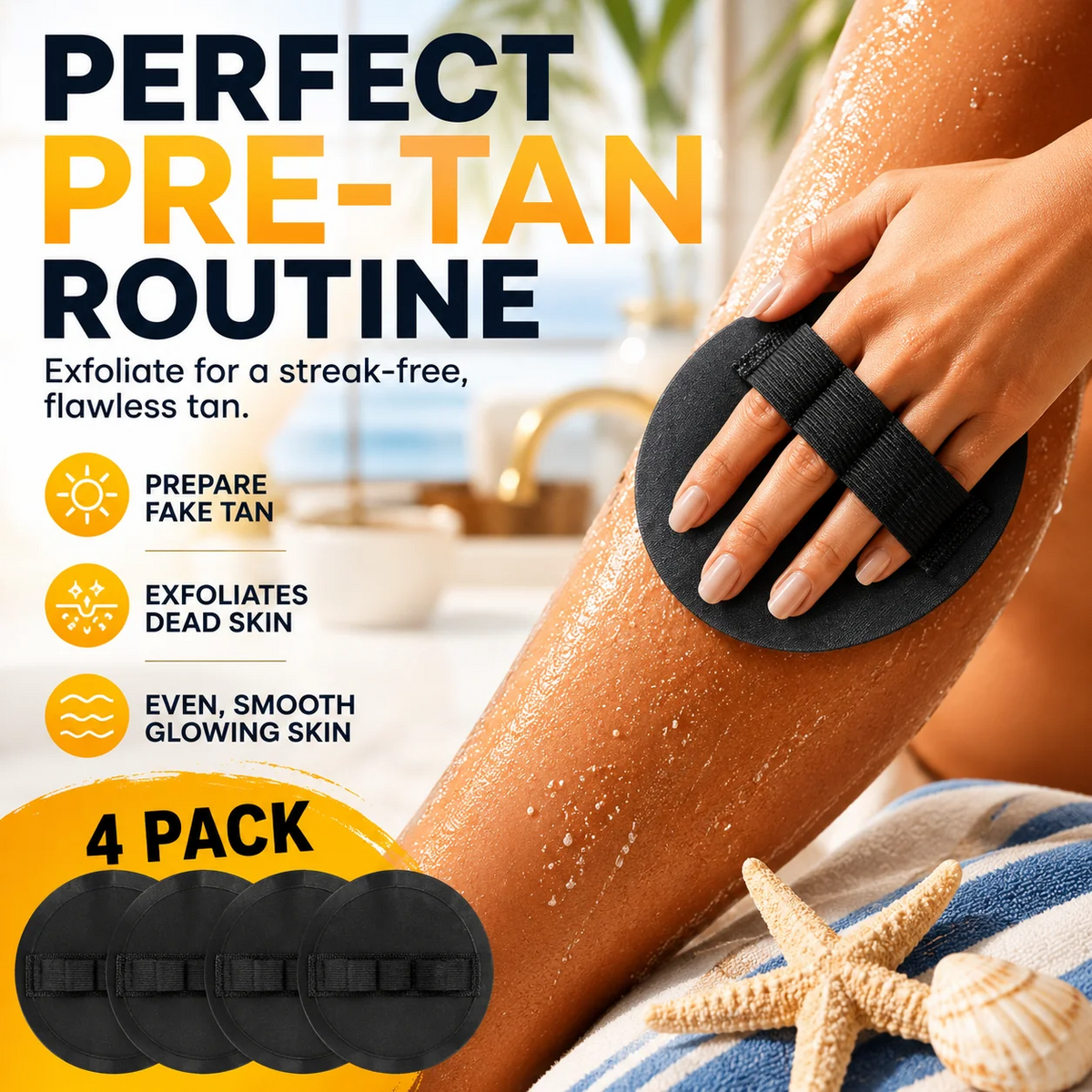 🧽 4-Pack Soft Rubber Shower Scrubber – Gentle Yet Effective, Exfoliates & Cleanses All Skin Types