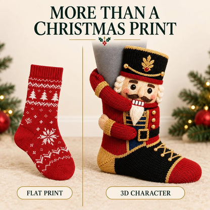 🎄 🧦3D Hugging Christmas Socks 🎅 Cute Knit Holiday Socks 5 Designs