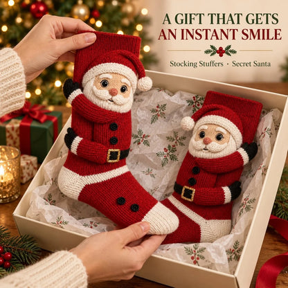 🎄 🧦3D Hugging Christmas Socks 🎅 Cute Knit Holiday Socks 5 Designs