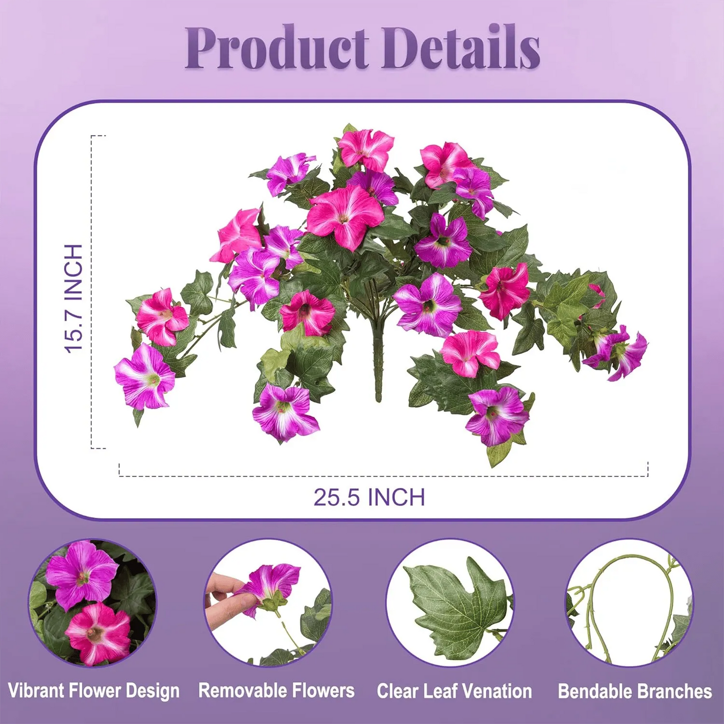 Last Day 61% OFF🔥 Fade-Proof, UV-Resistant Artificial Petunias – Vibrant, Colorfast Outdoor Flowers for Patio & Garden