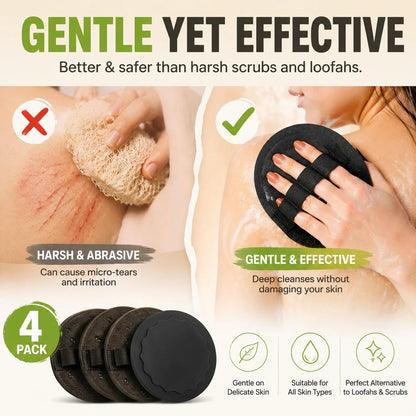 🧽 4-Pack Soft Rubber Shower Scrubber – Gentle Yet Effective, Exfoliates & Cleanses All Skin Types