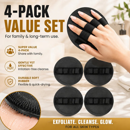 🧽 4-Pack Soft Rubber Shower Scrubber – Gentle Yet Effective, Exfoliates & Cleanses All Skin Types