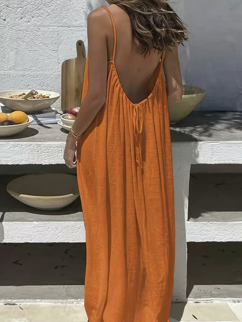 Adjustable backless strap dress – show off your charm!