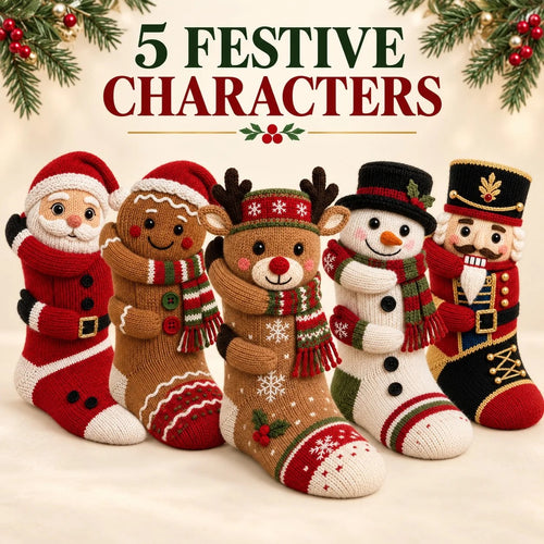 🎄 🧦3D Hugging Christmas Socks 🎅 Cute Knit Holiday Socks 5 Designs