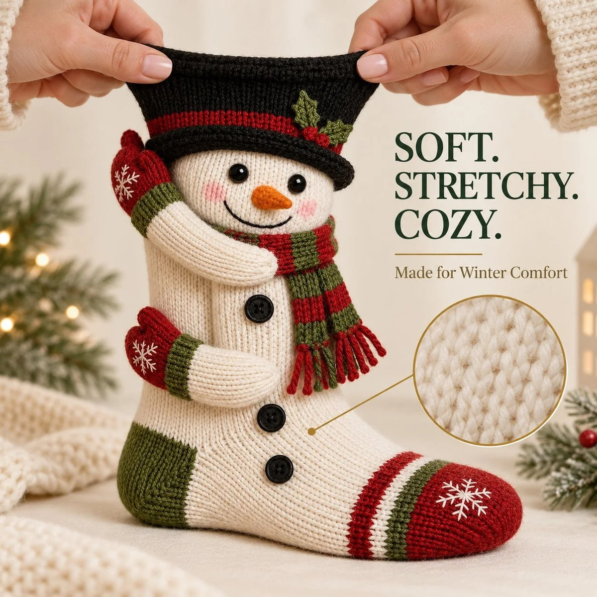 🎄 🧦3D Hugging Christmas Socks 🎅 Cute Knit Holiday Socks 5 Designs