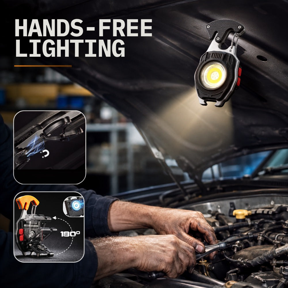 Magnetic hands-free keychain work light