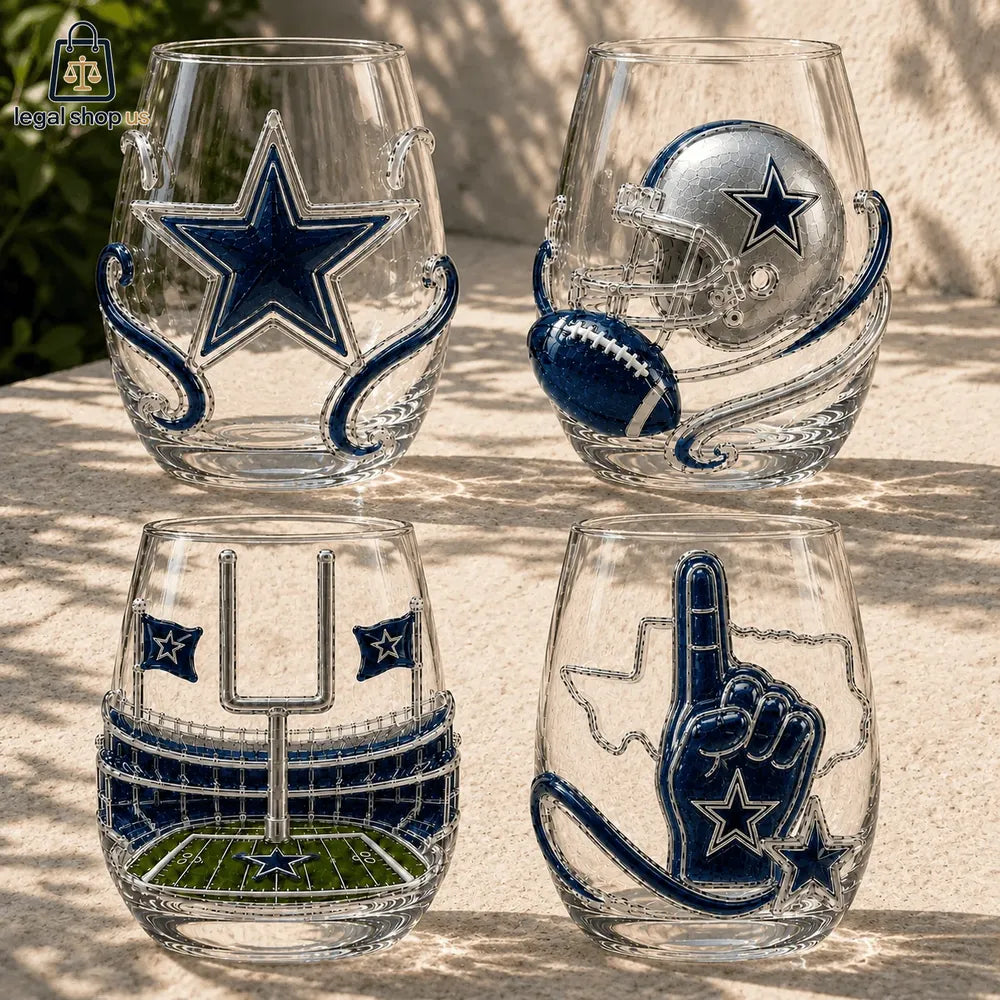 Dallas Cowboys Stemless Whiskey Glass Cup Set