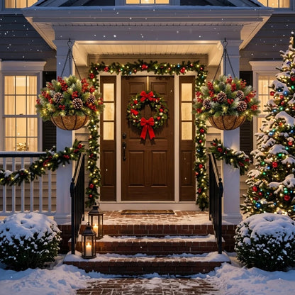 🎄 Last Day 50% OFF 🎄 Pre-Lit Christmas Hanging Basket | Pre-lit, weather-resistant, and zero maintenance🏆