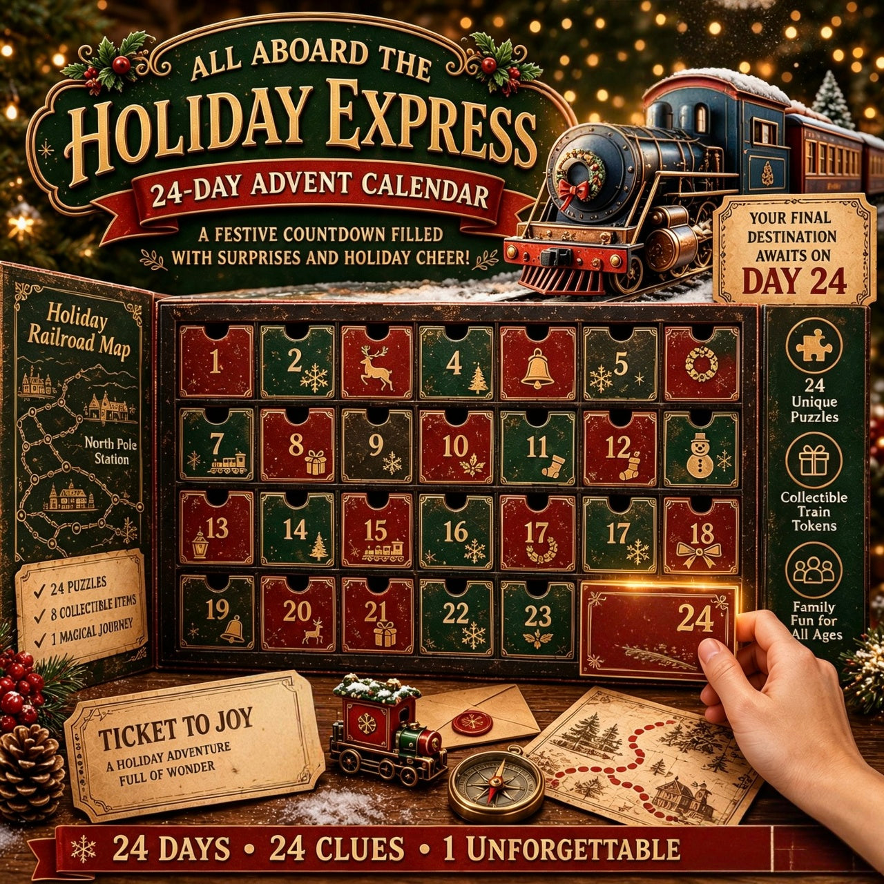 🎄🔎 Mystery Adventure Advent Calendar -24 Days, 24 Clues, One Final Reveal