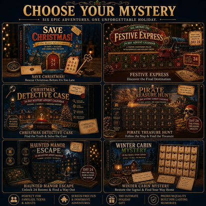 🎄🔎 Mystery Adventure Advent Calendar -24 Days, 24 Clues, One Final Reveal