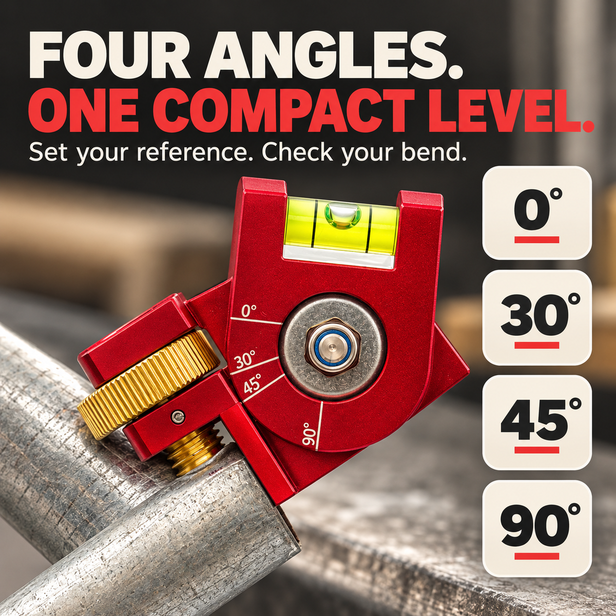 4-in-1 magnetic conduit level - angles