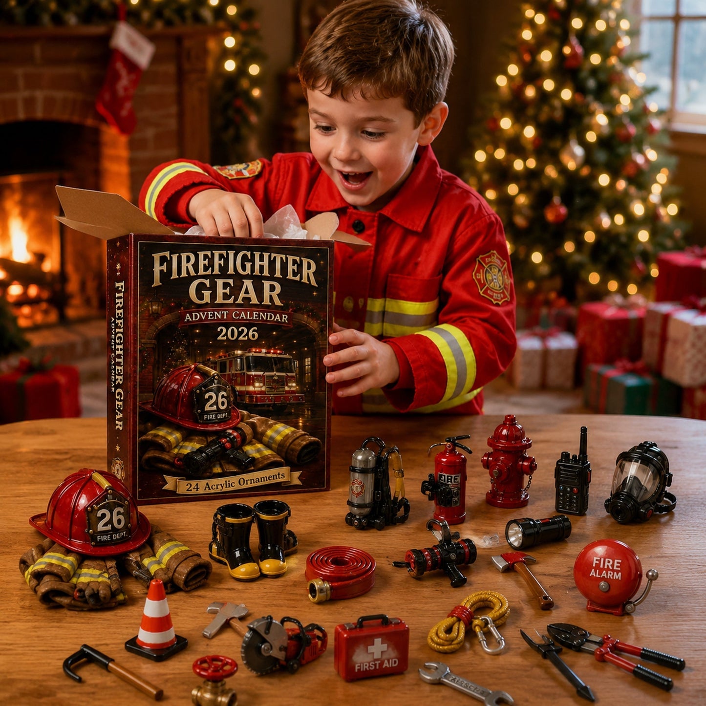Firefighter Gear Advent Calendar 2026 - 24-Day Festive Countdown, Acrylic Charms Blind Box