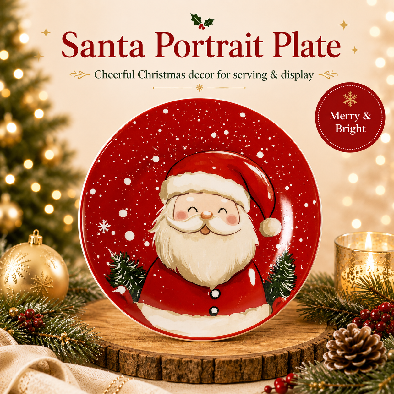 🎄Merry & Bright Christmas Plate Collection🎁🍽️ – Festive Holiday Serving Plates