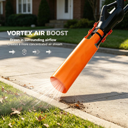 🍂 Leaf Blower Airflow Booster Attachment – High-Volume Wide-Area Blower Nozzle with Reinforced Straps, Lightweight Yard Cleanup Accessory for 2–4 Inch Round Blower Tubes, Leaves, Lawn & Driveway 💨