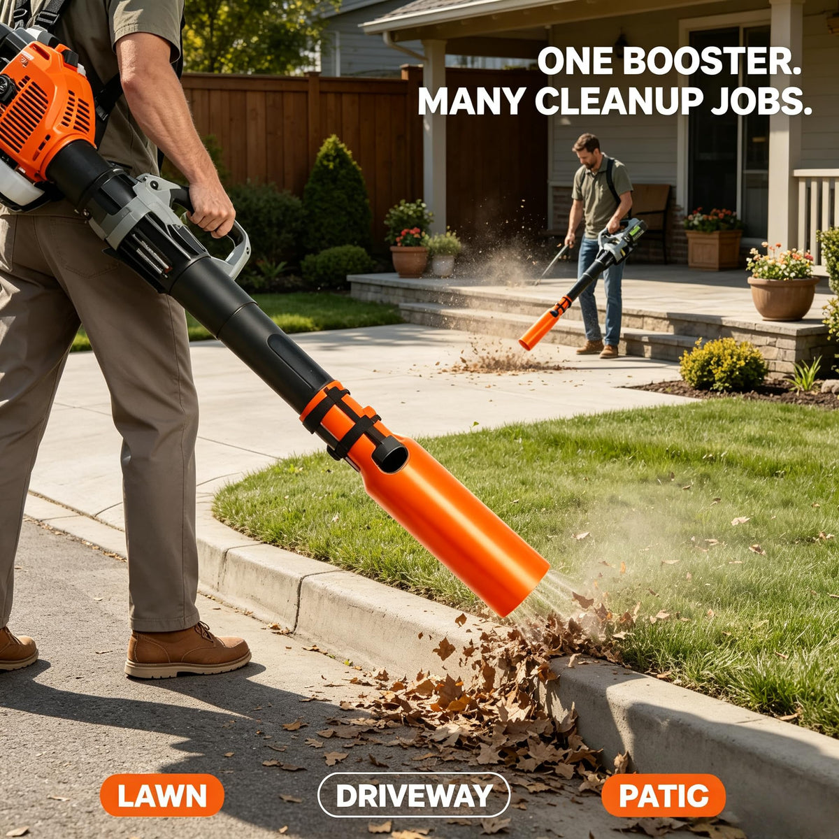🍂 Leaf Blower Airflow Booster Attachment – High-Volume Wide-Area Blower Nozzle with Reinforced Straps, Lightweight Yard Cleanup Accessory for 2–4 Inch Round Blower Tubes, Leaves, Lawn & Driveway 💨