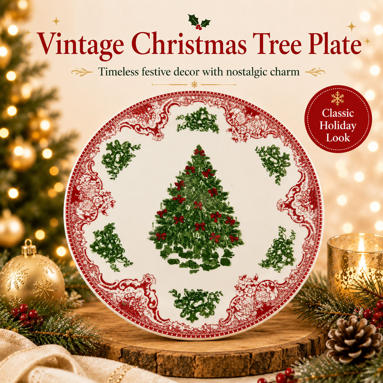🎄Merry & Bright Christmas Plate Collection🎁🍽️ – Festive Holiday Serving Plates