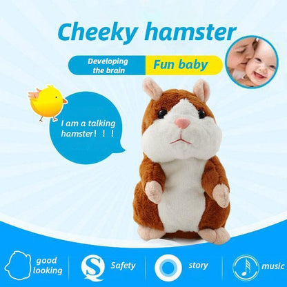 🐹🎁50% OFF NOW! Talking Hamster Plush Toy – Repeats What You Say, Auto Head Shaking Interactive Stuffed Animal, Hilarious Educational Toy for Kids & Party Fun