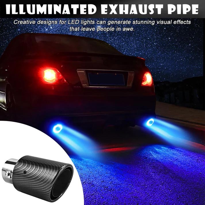 🎉 Car Tuning Carbon Fiber LED Light Emitting Exhaust Pipe (High Temperature Resistant)