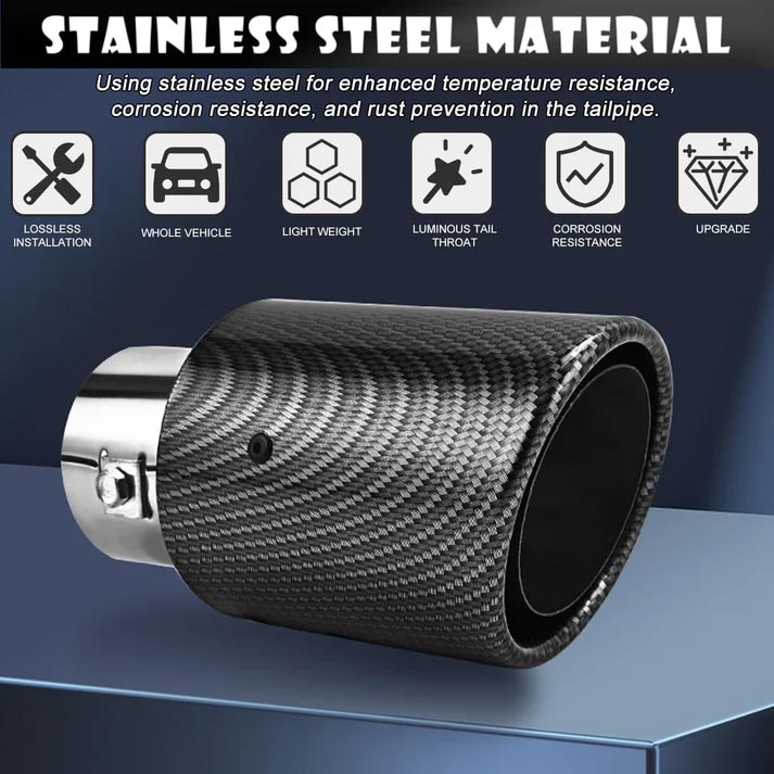 🎉 Car Tuning Carbon Fiber LED Light Emitting Exhaust Pipe (High Temperature Resistant)
