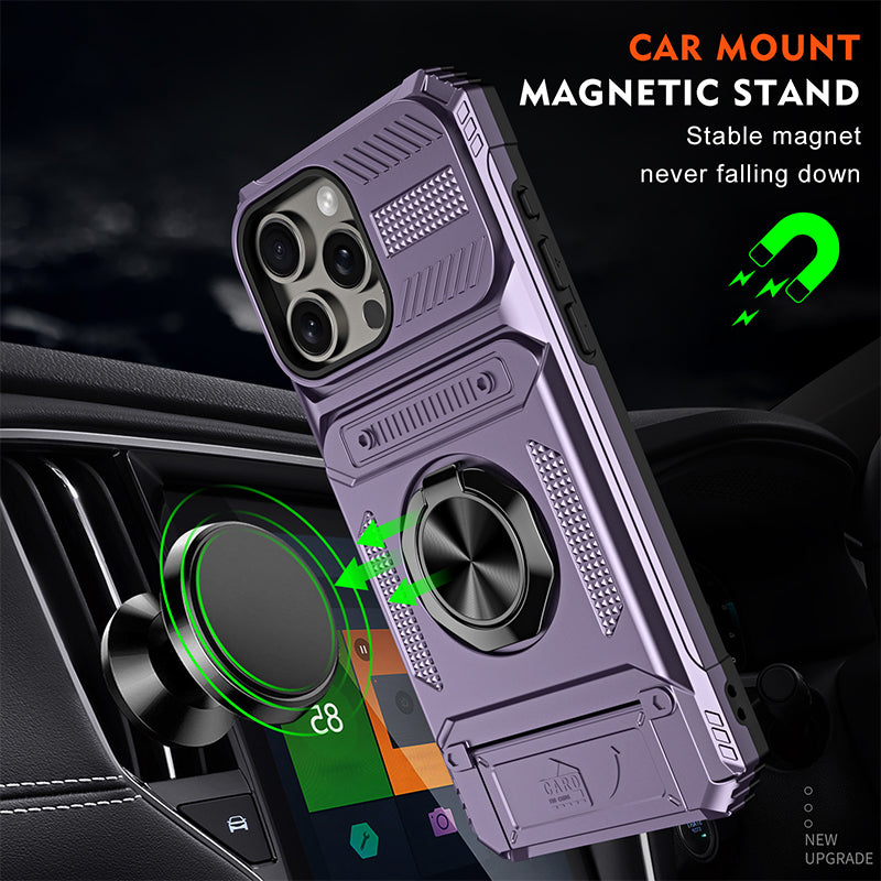 🛡️  Heavy Duty Magnetic Armor Case With Hidden Kickstand And Wallet