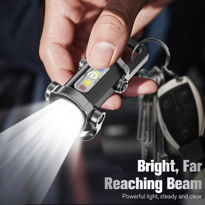🔦 Rechargeable Keychain Flashlight – 7 Modes LED + COB Mini Light