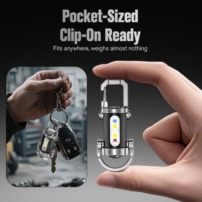 🔦 Rechargeable Keychain Flashlight – 7 Modes LED + COB Mini Light