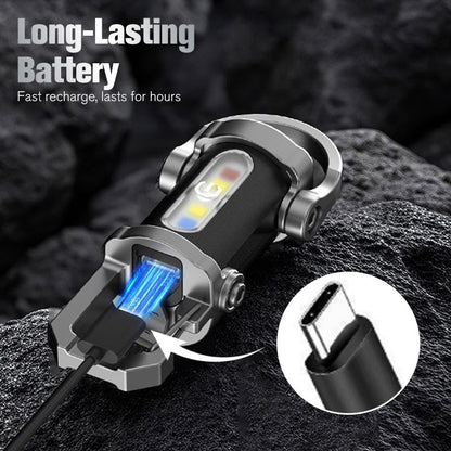 🔦 Rechargeable Keychain Flashlight – 7 Modes LED + COB Mini Light