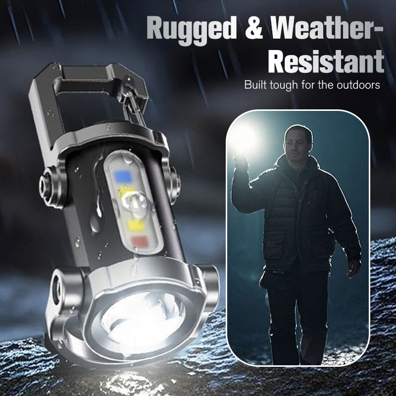 🔦 Rechargeable Keychain Flashlight – 7 Modes LED + COB Mini Light