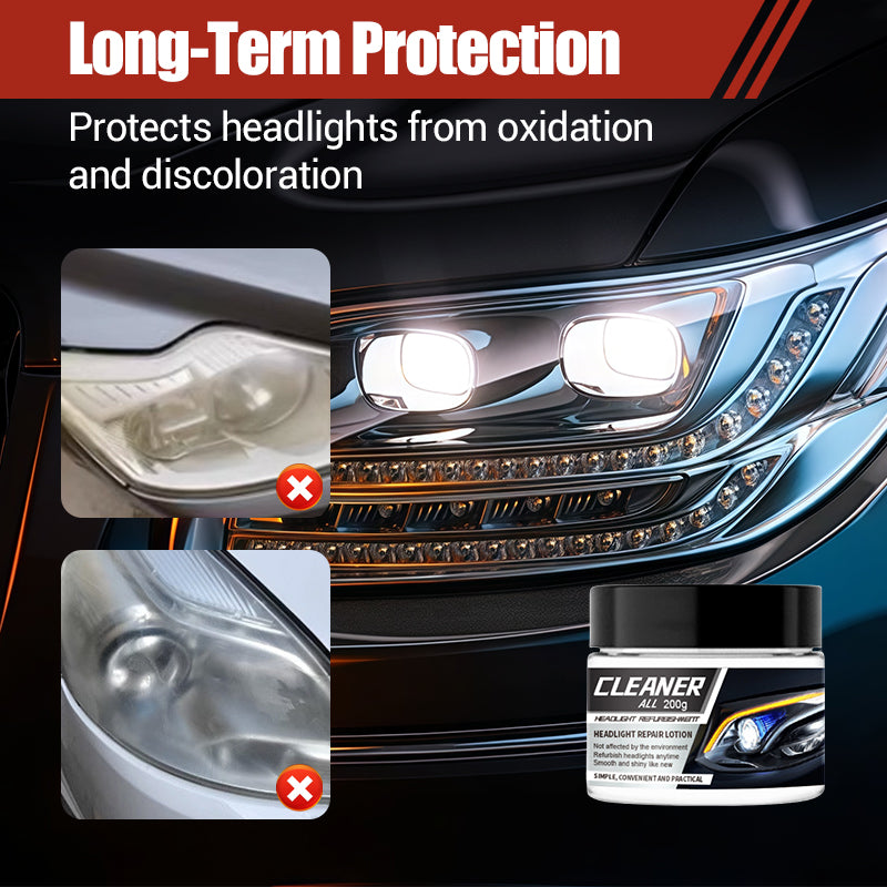 🚗Car Headlight Restoration Cream Kit, Fast Polishing Cleaner