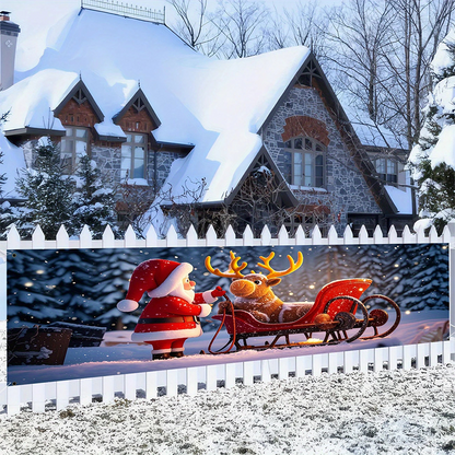 🎅 50% OFF! ✨ Outdoor Christmas Hanging Banner – Fade-Resistant Santa Design, Durable Weatherproof Polyester & Pre-Installed Grommets – Festive Holiday Decor for Porch, Fence & Garden 🎄