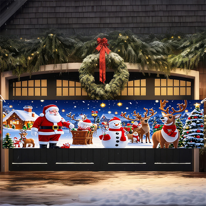 🎅 50% OFF! ✨ Outdoor Christmas Hanging Banner – Fade-Resistant Santa Design, Durable Weatherproof Polyester & Pre-Installed Grommets – Festive Holiday Decor for Porch, Fence & Garden 🎄