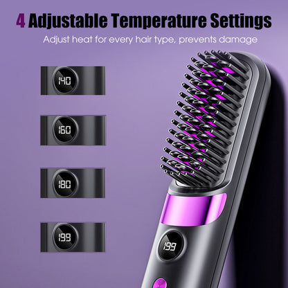 💇‍♀️ 3-in-1 Cordless Hair Straightening Brush – Straighten, Curl & Detangle Anywhere