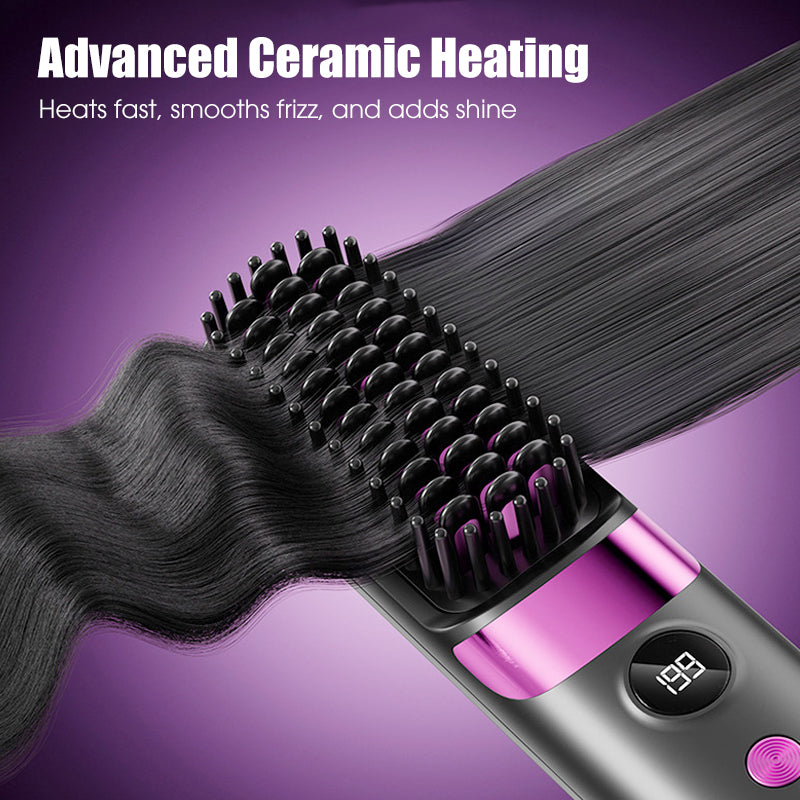 💇‍♀️ 3-in-1 Cordless Hair Straightening Brush – Straighten, Curl & Detangle Anywhere