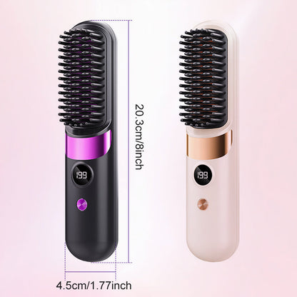 💇‍♀️ 3-in-1 Cordless Hair Straightening Brush – Straighten, Curl & Detangle Anywhere
