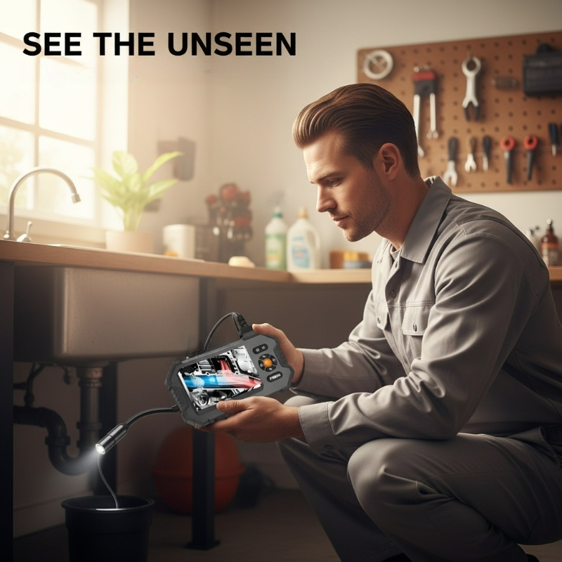 🔍 Portable 1080P HD Inspection Camera – 4.3' LCD Screen Endoscope Camera with Waterproof Cable for Auto Repair, Pipes & Home Inspection