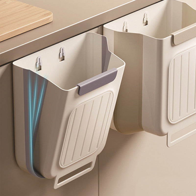 🗑️ LIMITED-TIME 50% OFF! 💫 Collapsible Hanging Trash Can for Kitchen Cabinet Door – Space-Saving Waste Bin (6L/11L)