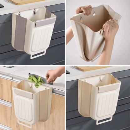 🗑️ LIMITED-TIME 50% OFF! 💫 Collapsible Hanging Trash Can for Kitchen Cabinet Door – Space-Saving Waste Bin (6L/11L)