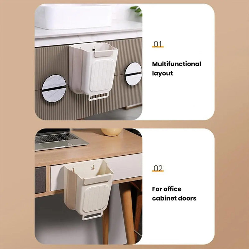 🗑️ LIMITED-TIME 50% OFF! 💫 Collapsible Hanging Trash Can for Kitchen Cabinet Door – Space-Saving Waste Bin (6L/11L)