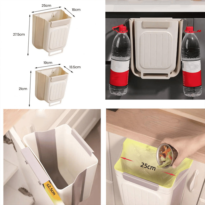 🗑️ LIMITED-TIME 50% OFF! 💫 Collapsible Hanging Trash Can for Kitchen Cabinet Door – Space-Saving Waste Bin (6L/11L)