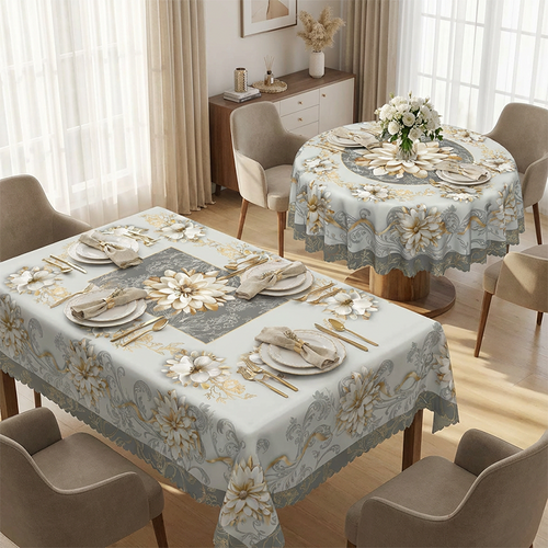⏰Elegant Waterproof Embossed Floral Tablecloth💮
