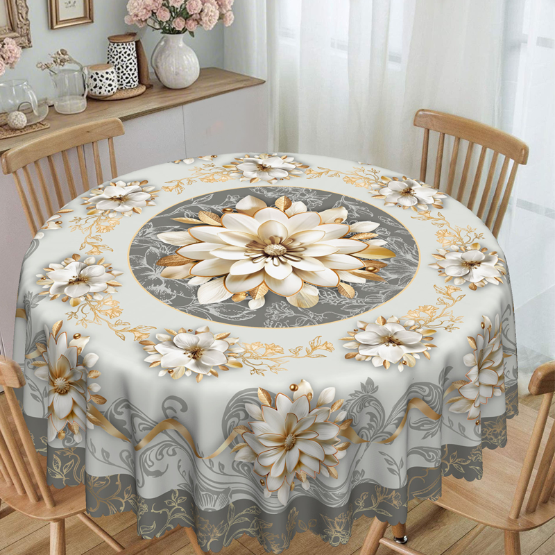 ⏰Elegant Waterproof Embossed Floral Tablecloth💮