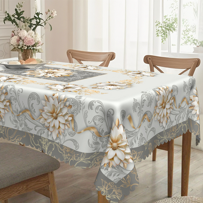⏰Elegant Waterproof Embossed Floral Tablecloth💮