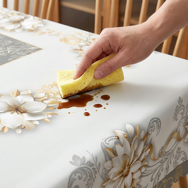 ⏰Elegant Waterproof Embossed Floral Tablecloth💮