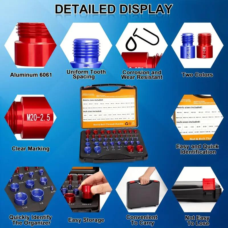 ⏰ Nut & Bolt Thread Checker Kit – Dual-Sided, Military-Grade, Metric & Imperial ✨