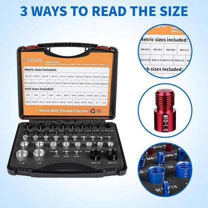 ⏰ Nut & Bolt Thread Checker Kit – Dual-Sided, Military-Grade, Metric & Imperial ✨