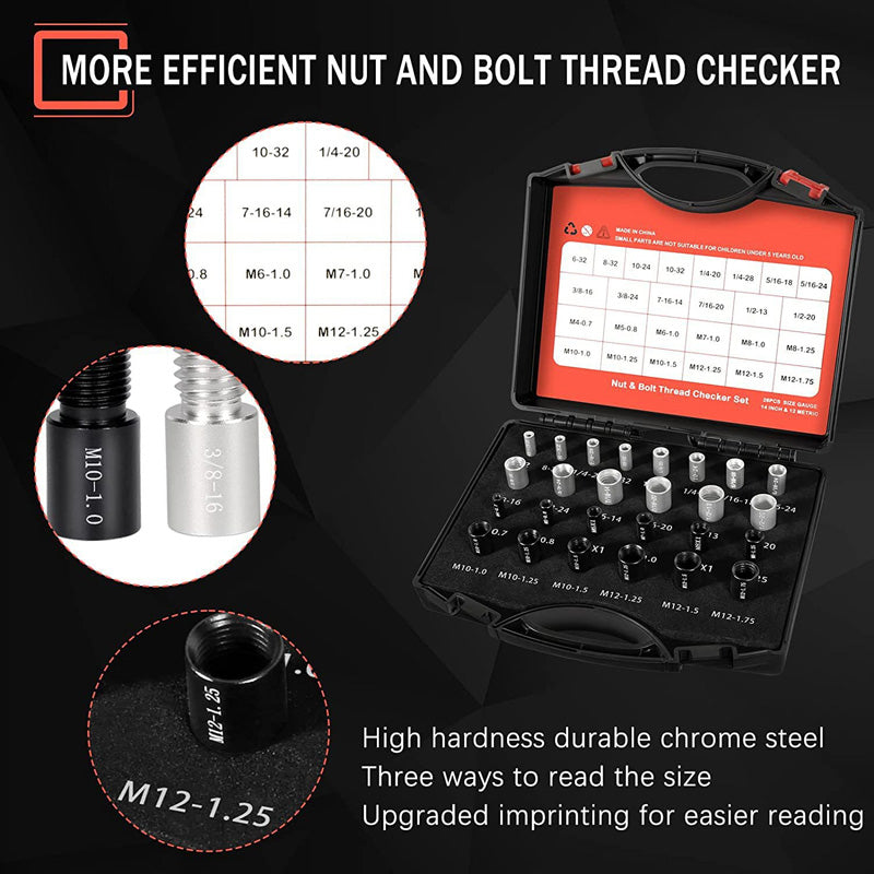 ⏰ Nut & Bolt Thread Checker Kit – Dual-Sided, Military-Grade, Metric & Imperial ✨