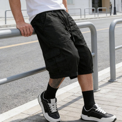 👖 LIMITED TIME: 50% OFF! 🔥 Men's Plus Size Capri Pants – Wide-Leg Loose Fit, Drawstring Waist & Large Pockets ✨
